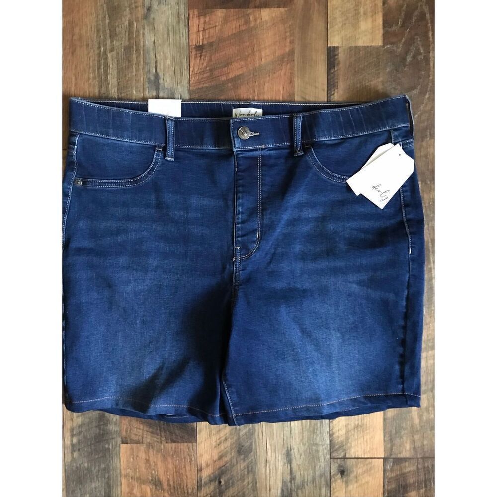 Wonderly Belk Shorts SZ 14 walking shorts blue high rise pull on stretch New